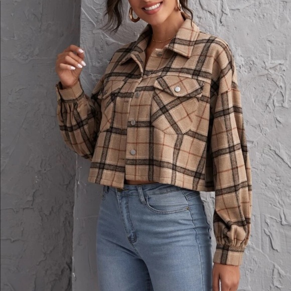 SHEIN Tops - Plaid Cropped Jacket